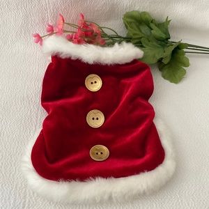 I See Spot Red & White Velvet & Faux Fur Doggie Dress Size XXS